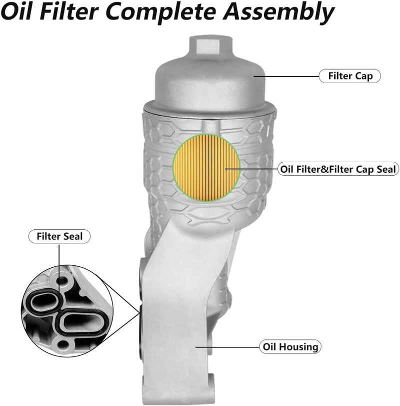 SEGULER 26300-3LAA0 Aluminum Oil Filter Complete Assembly Kit Compatible with Hyundai Palisade 2020-2024 Genesis G80 2017-20 for Kia Telluride 2020-2024 for Kia Sorento Cadenza Sedona 2017-21 - Image 4